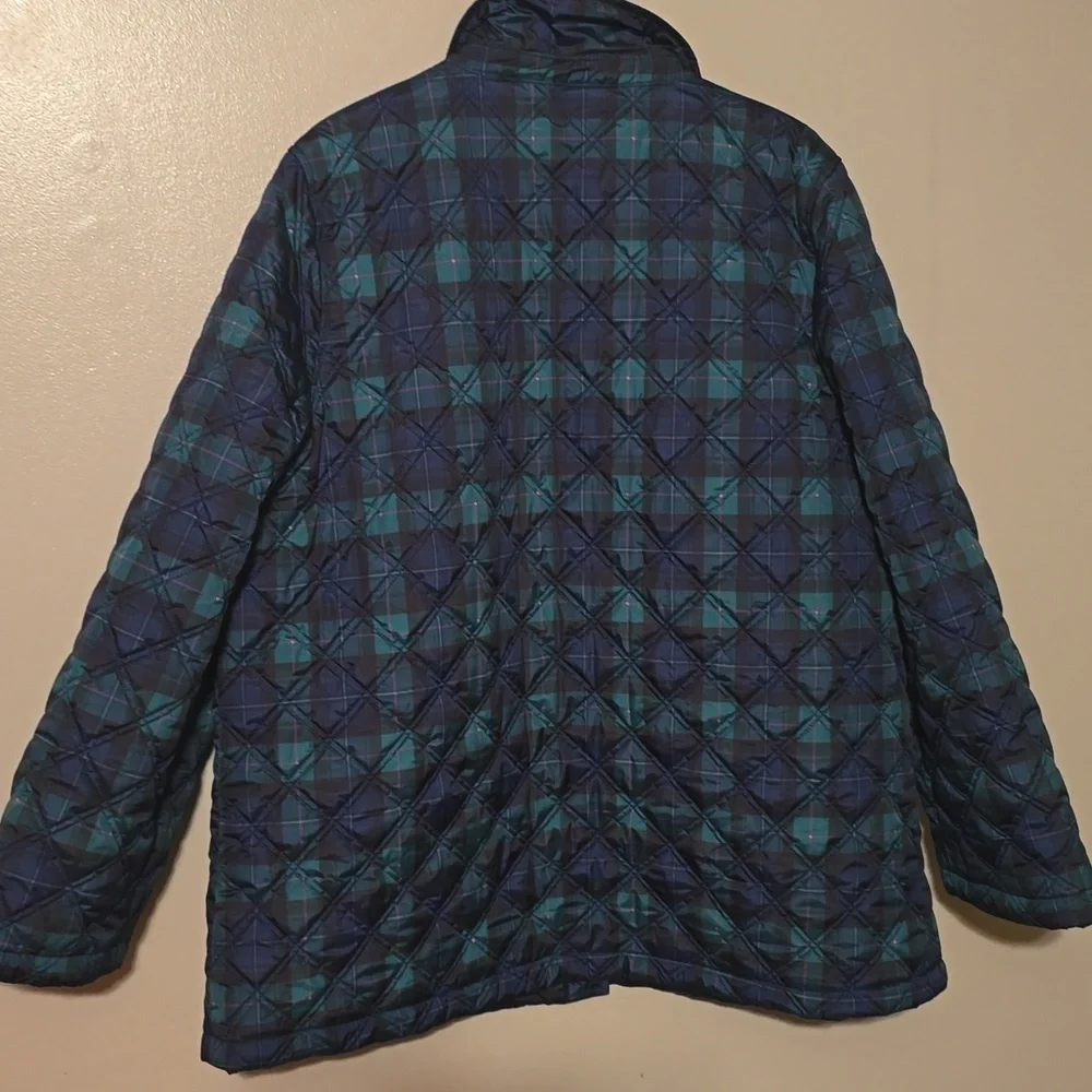 Crown & Ivy Women's‎ Quilted Topper Jacket Green Blue Size XXL
